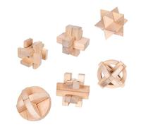 Toddmomy 6pcs Wooden Kongming Lock Puzzle Educational Brain Teaser for Creative Concentration Exercise Traditional Intelligence Game