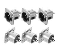 Toddmomy 6pcs Xlr 3 Pin Male Panel Mount Socket for Mixer and Speaker | Nickel Finish, Modular Build, Secure Connection, Internal Cable Routing, Audio Studios and Processors