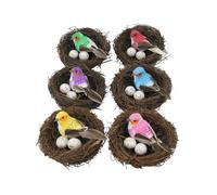 Toddmomy 6set Simulation Bird Nest Decoration Eggs Realistic Garden Decor for Spring Easter for Home Parties and Photography Props