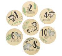 Toddmomy 7pcs Wooden Baby Growth Cards Double-Sided Printing Decorative Discs Photo Prop for Boys and Girls Nursery Decoration Infant Progress Signs