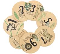 Toddmomy 7pcs Wooden Progress Sign Birth Announcement Newborn Name Sign Monthly Cards for Nursery Decor Growth Cards Girl for First Year Photo Props