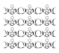 Toddmomy 80pcs Triple Moon Charms Pentagram Jewelry Making Alloy Crafting Accessories for Bracelets Earrings DIY Gifts for Yoga Meditation Enthusiasts