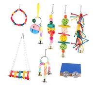 Toddmomy 8pcs Bird Chewing Toy Parrots Conures Budgies Natural Rope Cage Accessories Chew Toys for Nail Polishing and Foraging Activities