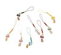 Toddmomy 8Pcs Ceramic Fortune Cat Mobile Phone Lanyard Hanging Decorations Keychain Pendants Multipurpose Bag Charm with Chinese Blessings Random Colors Random Color