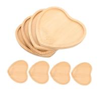 Toddmomy 8pcs Heart-shaped Wooden Plant Saucer Bamboo Drainage Tray for Small Succulent Pots Versatile Flower Planter Drip Trays with Moisture Barrier Romantic Decorative Coasters for