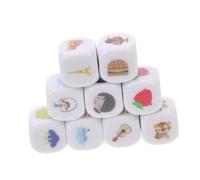 Toddmomy 9pcs Acrylic Storytelling Dice Language Expression Game for Learning Props Bag Promotes Creativity Logical Thinking and Imagination