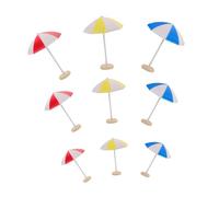 Toddmomy 9pcs Mini Dollhouse Beach Umbrella Plastic Miniature Parasol for Fairy Garden Ocean Diorama Sand Table Scene Decoration Colorful Red Yellow Blue Assortment