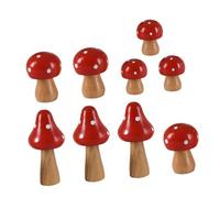 Toddmomy 9pcs Mini Wooden Mushroom Ornaments Garden Decoration Micro Landscape Figurines for Indoor Outdoor Fairy Houses and Bonsai Display