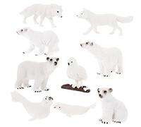 Toddmomy 9Pcs Polar Animal Figures Realistic Arctic Creatures Lovely Ornaments for Cake Toppers Fairy Garden Decor for Table Centerpieces and Educational