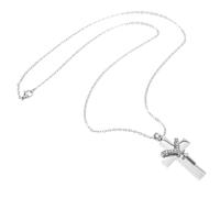 Toddmomy Adjustable Stainless Steel Pet Urn Necklace with Cross Pendant for Dogs and Cats Memorial Cremation Jewelry Keepsake for Ashes Comfortable Fit for All Neck
