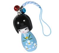 Toddmomy Adorable Japanese Kimono Doll Pendant Keychain, Medium Blue Wooden Puppet Bag Charm for Phone and Backpack, Decorative Japanese Style Hanging Accessory, Random Color