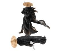 Toddmomy Ancient Chinese Miniature Warrior Figurines Resin Micro Landscape Statues 3cm Black Cloak and Sword Design Decorative Collectible Set for Garden Bonsai Desk Home Office Display