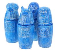 Toddmomy Ancient Egyptian Artifact 4Pcs Canopic Jars Set Sons of Horus Miniature Sculptures Resin Decorative Souvenir