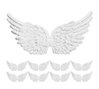 Toddmomy Angel Wings: 12Pcs Silver Fabric Wings Patches with Glitter for Party, Costume, Backpack, Ornaments, DIY Crafts