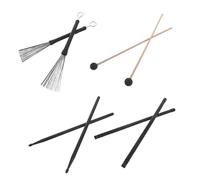 Toddmomy Anti-slip Drumstick Holder with Wood and Nylon Brushes Mallets for Musical Instruments Portable Drumstick Storage Bag Drum Accessories Kit for Drummers and Percussionists