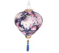 Toddmomy Antique Chinese Hanging Lantern Navy Blue Festival Lantern Decor Satin Outdoor Party Wedding Decoration