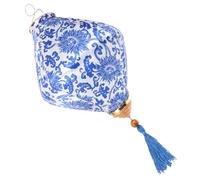 Toddmomy Antique Style Blue and White Porcelain Lantern Decorative Floral Pattern Lightweight Mid-autumn Festival Hanging Lantern Outdoor Satin Charm Chinese Decor