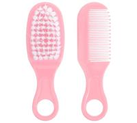 Toddmomy Baby Brush and Comb Grooming Care Kit for Newborn Infants in Pink Plastic, Smooth to Use and Does Not Hurt Hair, for Daily Baby Hair Massage and Care