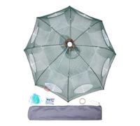 Toddmomy Bait Fish Trap: Foldable Crabbing Net Cage - 8 Holes Casting Fishing Net - Crawfish Trap - Folding Fish Keeper - Umbrella Style Bait Basket