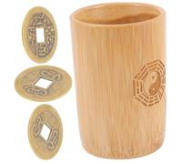 Toddmomy Bamboo Divination Bucket with Copper Coins Traditional Chinese Feng Shui Prop for Spiritual Fortune Telling Game Bamboo and Copper Material Vintage Style for Home Decor and