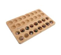 Toddmomy Bamboo Mancala Board Game with Natural Stones for Handmade Educational Chess Enhancing Math Skills Logical Reasoning Family Fun Indoor Puzzle