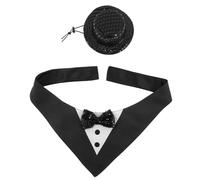 Toddmomy Black Fancy Dog Suit and Pet Costume Cap Set, Polyester Formal Dress up Kit with Gentle Comfort, Stylish Hat and Tuxedo Bandana for Dogs and Cats at Birthday Parties