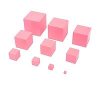 Toddmomy Boy Girl Wooden Montessori Pink Tower Educational Toy Set for Early Learning Supports Geometry Volume Concepts Soft Pink Color Sensory Play for Preschoolers