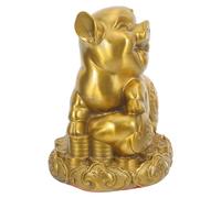 Toddmomy Brass Pig Figurine for Office Bookshelf Decor, Chinese Style