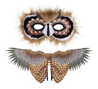 Toddmomy Brown Wings Kids Owl Mask And Wings Set - Festival Outfits For Kids Ideal For School Plays Halloween Christmas And Parties - 2-Piece Decoration