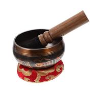 Toddmomy Buddha Sound Bowl Handmade Singing Bowl Buddhist Ode Wood Rod for Meditation and Yoga Practice Random Color