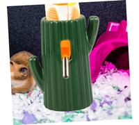 Toddmomy Cactus Shaped Ceramic Hamster Water Bottle Holder Vertical Stand Pet Water Dispenser Safe Durable Feeder for Animals Guinea Pig Gerbil Cage