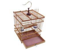 Toddmomy Carbonized Bamboo Bird Cage Small Rectangular Habitat for Budgies Lovebirds Parrots Durable Indoor Outdoor Use Elegant Purple Finish Garden Patio Decor