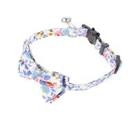Toddmomy Cat Collar Bow Tie Adjustable 1cm Width 20-28cm Blue White Floral Cotton for Kittens and Cats for Parties and Special Occasions