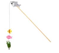 Toddmomy Cat Teaser Wand with Extended Wooden Pole Interactive Fishing Rod Style for Cats Durable Felt Materials for Self Play Bonding Activities
