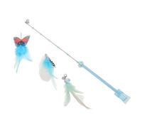 Toddmomy Cat Wand Stick Set Interchangeable Teaser Wand Refills for Indoor Kitten Play Fishing Pole Toys Bells for Hunting Interactive Toys for Cats