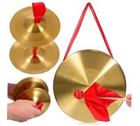 Toddmomy Chinese Gong and Cymbal for Opera Percussion Musical Instrument Hand Gong Hammer for Meditation Yoga Practice