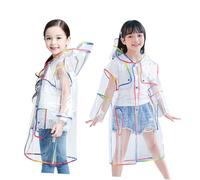 Toddmomy Clear Hooded Eva Raincoat for Lightweight Reusable Poncho with Great Coverage Colorful Design for School Camping and Rainy Days