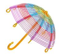 Toddmomy Colorful Mini Umbrella Model with Gold Handle, Small Decorative DIY Craft Dollhouse Accessory, Tiny Umbrella for Party Photo Prop and Miniature Display Random Color Random Color