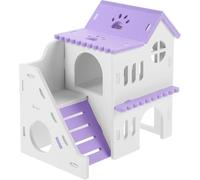 Toddmomy Colorful Villa House for Hamster Rat Hideout Multi-chambers Small Animal Nest Double-deck Hamster Cage Playground