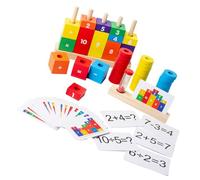 Toddmomy Colorful Wooden Math for Educational Cognitive Building Blocks Lightweight and Early Learning Tools for Preschool Math Matching and Recognition