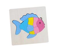 Toddmomy Colorful Wooden Puzzle for Boy Girl Educational Memory Jigsaw Toy Safe Material Enhances Imagination Hand-eye Coordination Fun Fish Design for Toddlers
