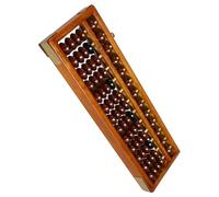 Toddmomy Column Chinese Abacus for Adults Brown Bead Counting Tool Educational Arithmetic Calculator for Mental Math Practice and Learning