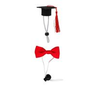 Toddmomy Comfortable Felt Material Pet Doctor Hat Bow Tie Set for Hamster Guinea Pig Pet Costume Accessories