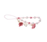 Toddmomy Creative Crystal Flower Beaded Phone Lanyard Wrist Strap Anti-lost Chain for Mobile Charm and Hanging Decor Non-slip Pink Phone Ornament Gift for Women