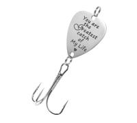Toddmomy Creative Stainless Steel Fishing Lures with You Are My Greatest Catch of My Life Pattern Triple Hooks for Outdoor Fishing Durable Bait for Tackle Accessories