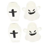 Toddmomy Diy Halloween Decor Set 4pcs Resin Tombstone Ornaments Mini Ghost Decor for Party