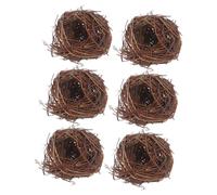 Toddmomy Diy Mini Bird Nests Set 6pcs Rattan Craft Birdhouses for Easter Spring Decorations Garden Yard Decor