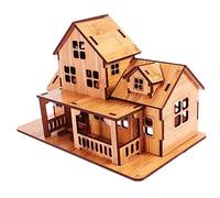 Toddmomy DIY Wooden Assembling House Model Kit Educational Craft for Adults Desk Decoration Enhances Logical Thinking Creativity Bamboo Grain Finish