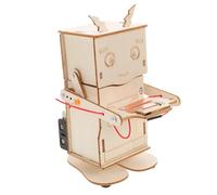 Toddmomy DIY Wooden Coin Eating Robot Kit for Educational Stem Hands Assembly Piggy Bank Robot for Experiments Motor Skill Development and Fun Physics Project