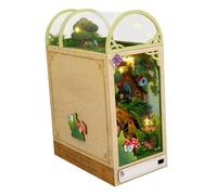 Toddmomy DIY Wooden House Model Kit Miniature Unfinished Assembly Forest Decor Ornament for Creative Bookends Safe Lightweight with Instruction Guide for Home Decoration